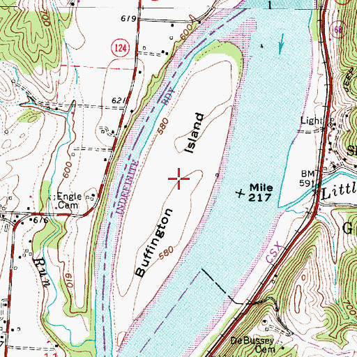 Topographic Map of Buffington Island, WV