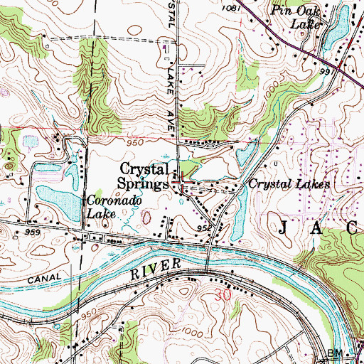 Topographic Map of Crystal Springs, OH