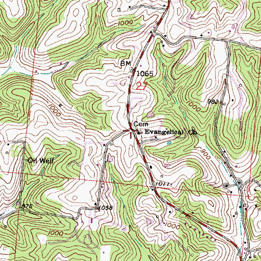Topographic Map of Evangelical Church, OH