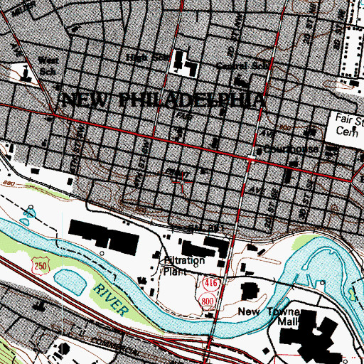 Topographic Map of Front School, OH