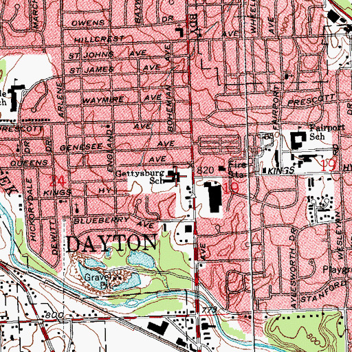 Topographic Map of Gettysburg Preschool Center, OH