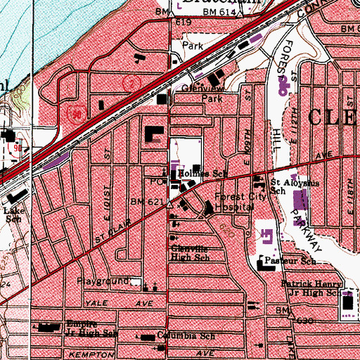 Topographic Map of Holmes School, OH