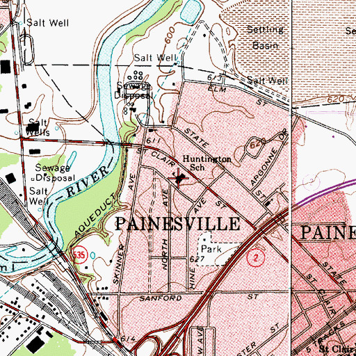 Topographic Map of Huntington Elementary School, OH