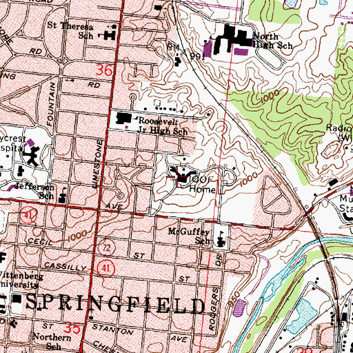 Topographic Map of Independent Order of Odd Fellows Home, OH