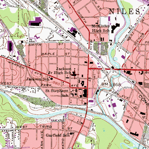 Topographic Map of Jackson Junior High School, OH