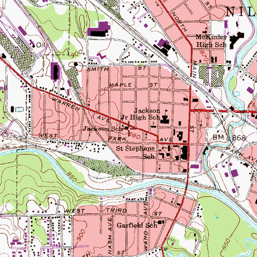 Topographic Map of Jackson Elementary School, OH