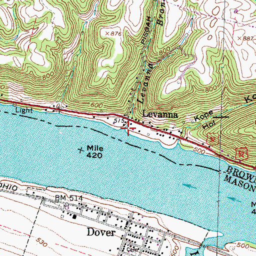 Topographic Map of Levanna Branch, OH