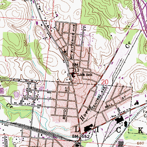 Topographic Map of Lick Middle School, OH