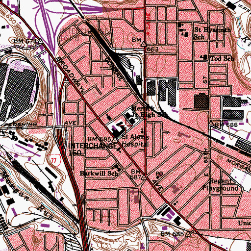 Topographic Map of Merrick Junior High School, OH