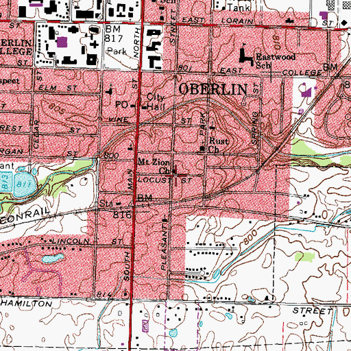 Topographic Map of Mount Zion Baptist Church, OH