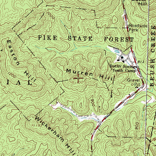 Topographic Map of Murren Hill, OH