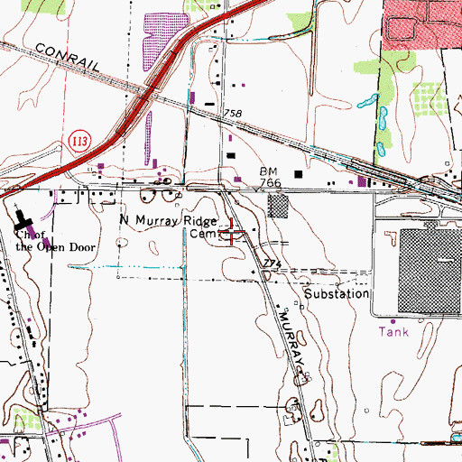 Topographic Map of North Murray Ridge Cemetery, OH