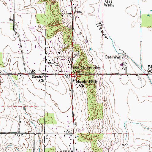 Topographic Map of Old Mennonite Cemetery, OH