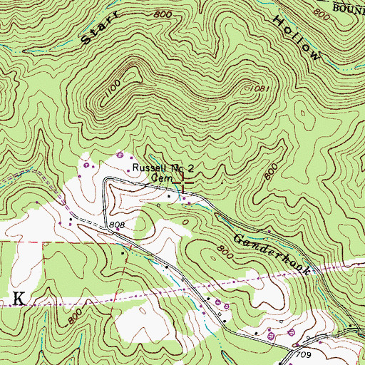 Topographic Map of Russell Number 2 Cemetery, OH