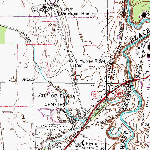 Topographic Map of South Murray Ridge Cemetery, OH
