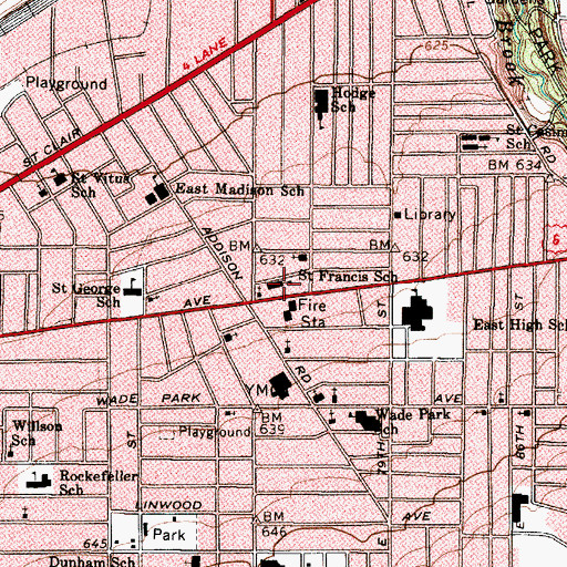 Topographic Map of Saint Francis School, OH