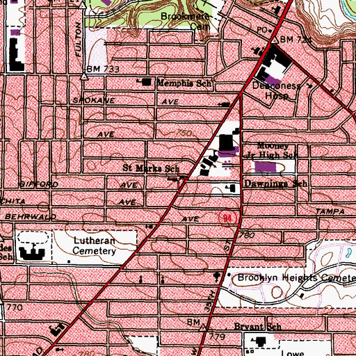 Topographic Map of Saint Mark Lutheran School, OH