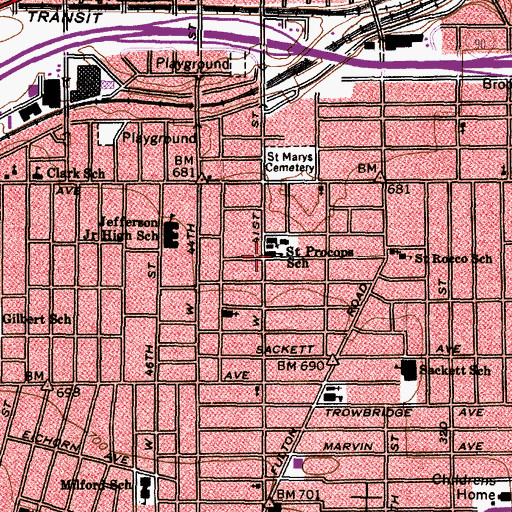 Topographic Map of Saint Procops School, OH