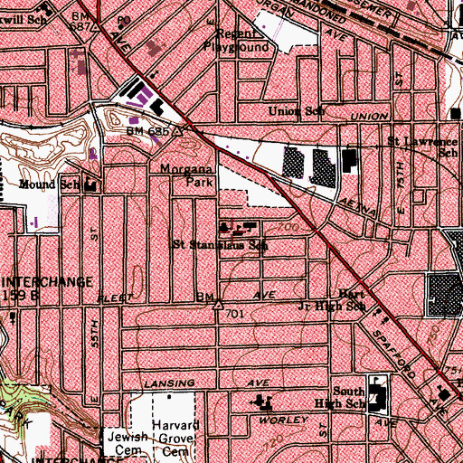 Topographic Map of Saint Stanislaus School, OH