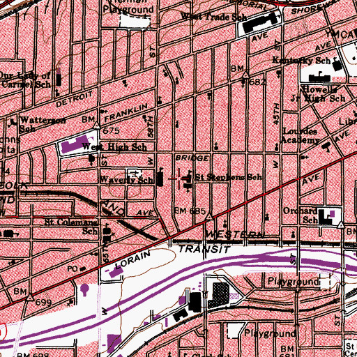 Topographic Map of Metro Catholic Parish School, OH