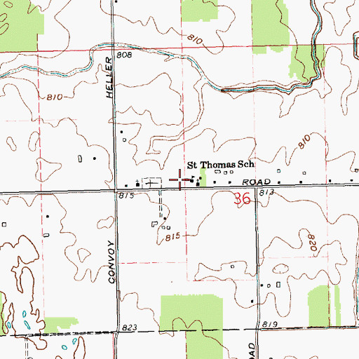 Topographic Map of Saint Thomas School, OH