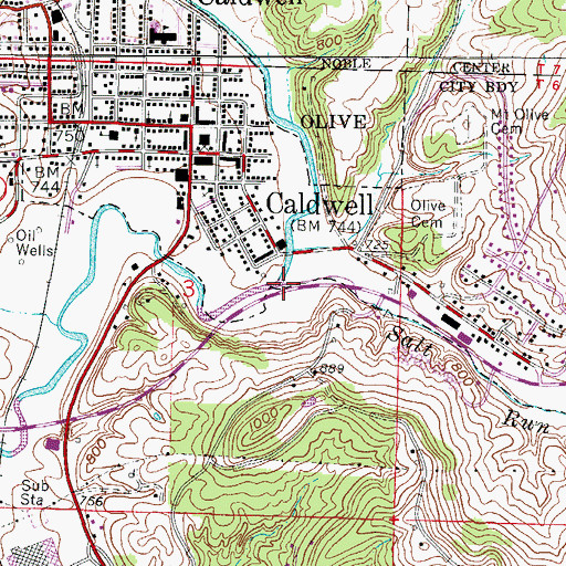 Topographic Map of Salt Run, OH