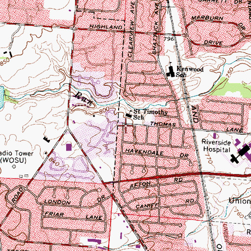 Topographic Map of Saint Timothy School, OH