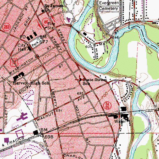 Topographic Map of State Street Elementary School, OH