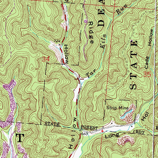 Topographic Map of Tar Kiln Run, OH