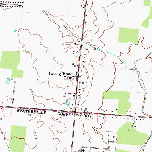 Topographic Map of Tussig Road Cemetery, OH