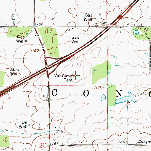 Topographic Map of Van Cleve Cemetery, OH