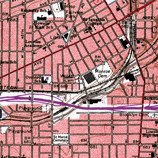 Topographic Map of Willett Cemetery, OH
