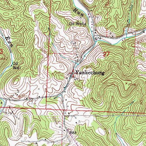 Topographic Map of Yankeeburg, OH