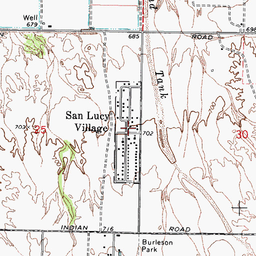 Topographic Map of San Lucy Village, AZ