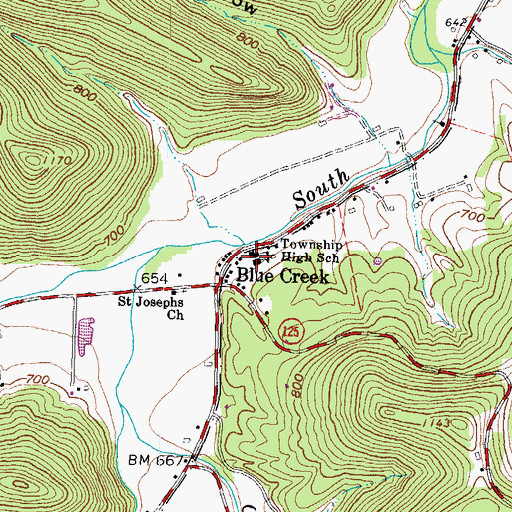 Topographic Map of Jefferson Elementary School, OH