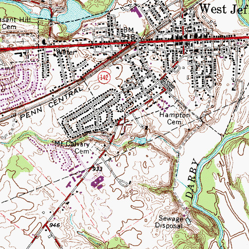 Topographic Map of West Jefferson Public Library, OH