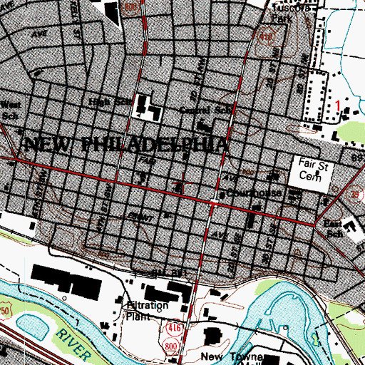 Topographic Map of First United Methodist Church, OH
