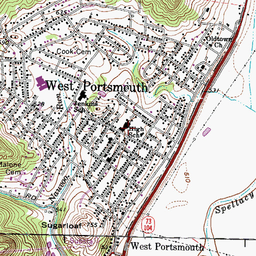 Topographic Map of Nauvoo Elementary School, OH