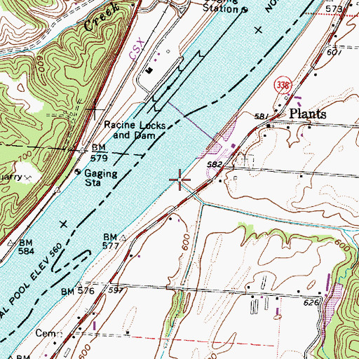 Topographic Map of Tuppers Run, OH