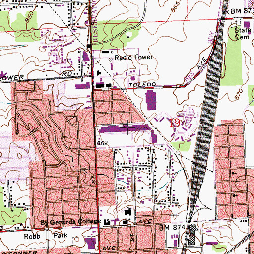 Topographic Map of Northland Plaza Shopping Center, OH