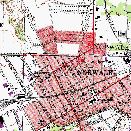Topographic Map of League Elementary School, OH
