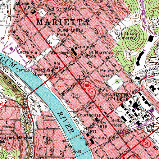 Topographic Map of Christ United Methodist Church, OH