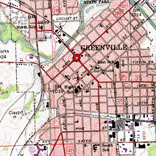 Topographic Map of First United Methodist Church, OH