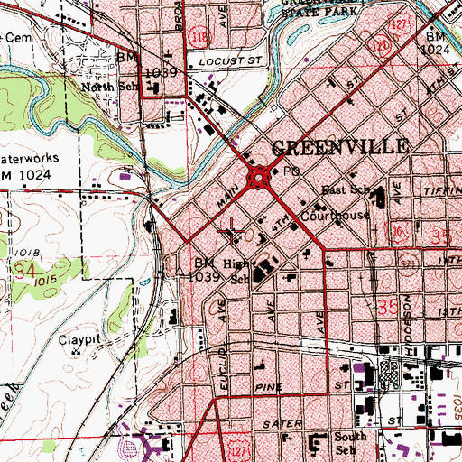 Topographic Map of Saint Mary School, OH