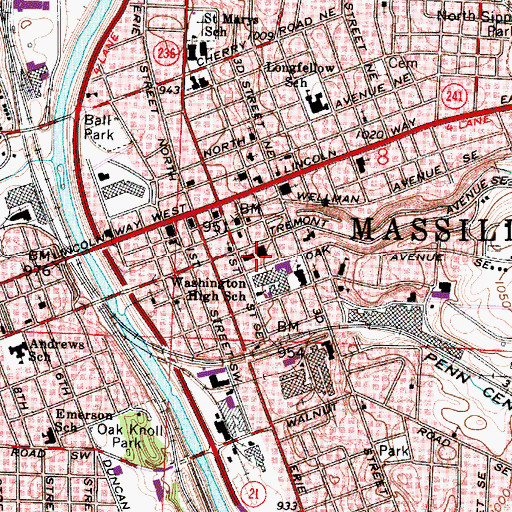 Topographic Map of Saint Johns United Church of Christ, OH