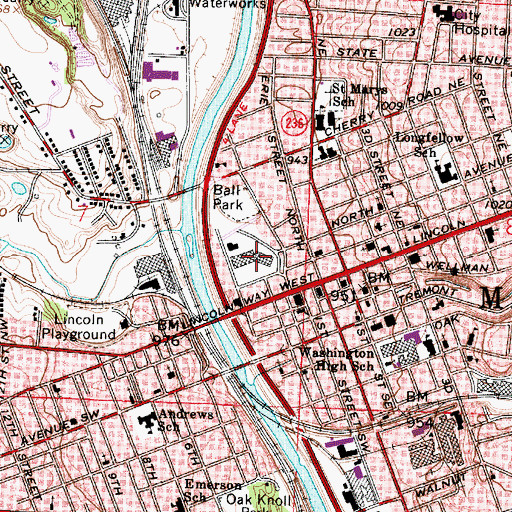 Topographic Map of Massillon Towne Plaza Shopping Center, OH