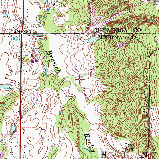 Topographic Map of Valleaire Golf Course, OH