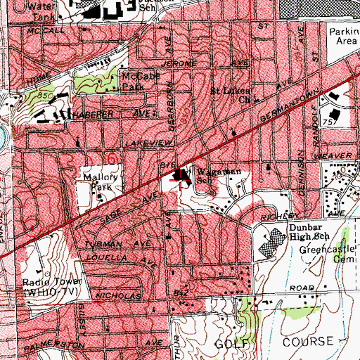 Topographic Map of Wagaman School, OH