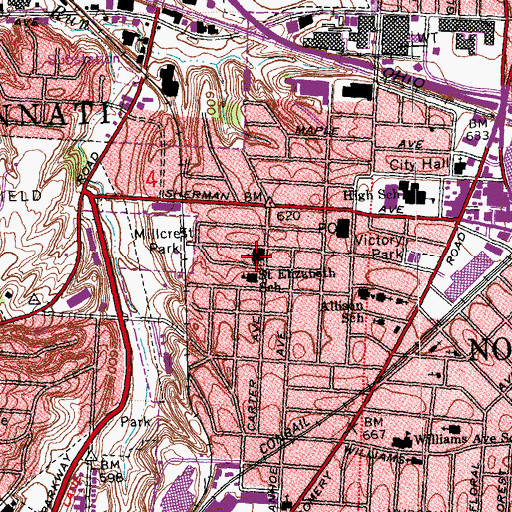 Topographic Map of Saint Elizabeth Catholic Church (historical), OH