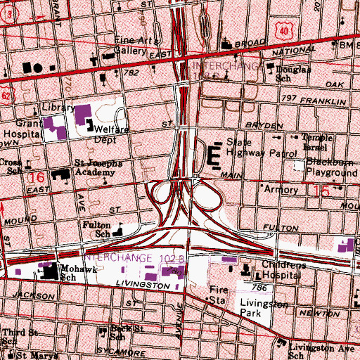 Topographic Map of Interchange 108A, OH